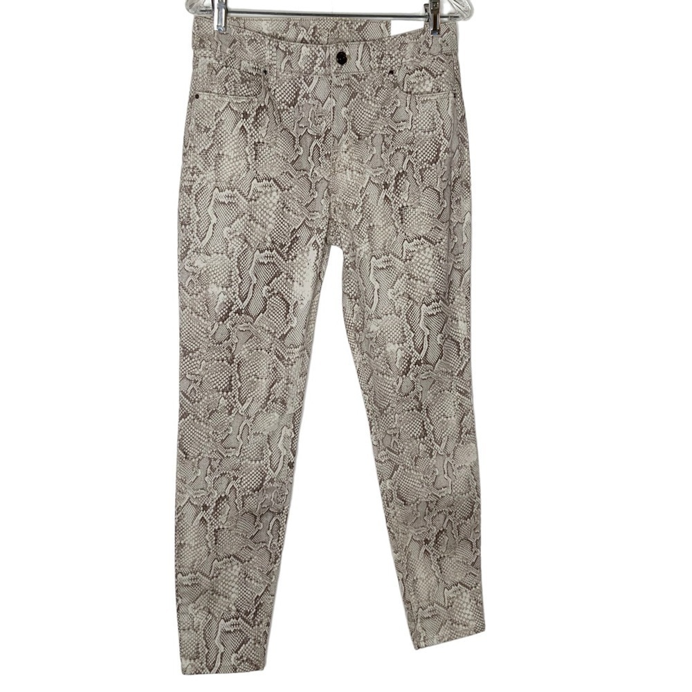 White House Black Market snake taupe high rise skinny ankle pants. Size 6 J7